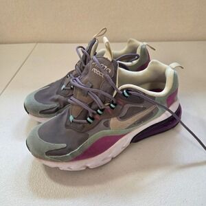 Nike Air Max 270 React Kids Youth Size 4Y Casual Running Shoes Purple Teal